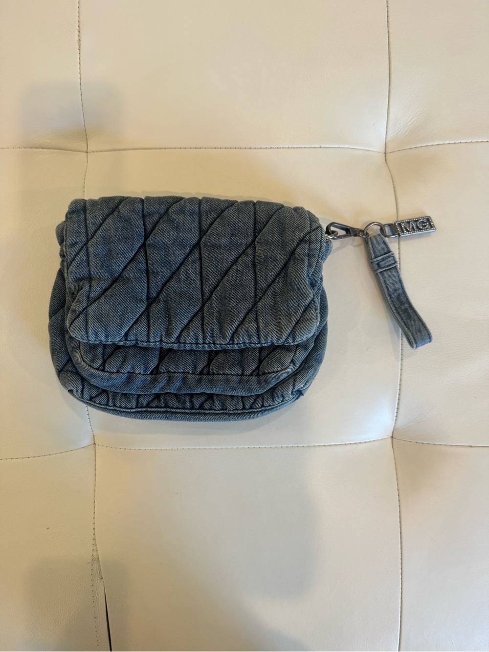 Madden Girl Quilted Denim Wristlet Clutch - Blue